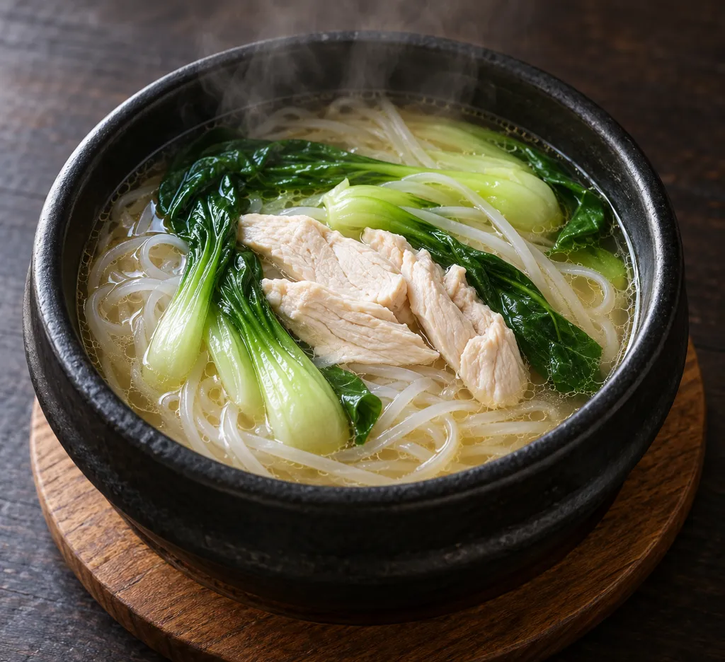 鶏むね肉とチンゲン菜のフォーの完成イメージ