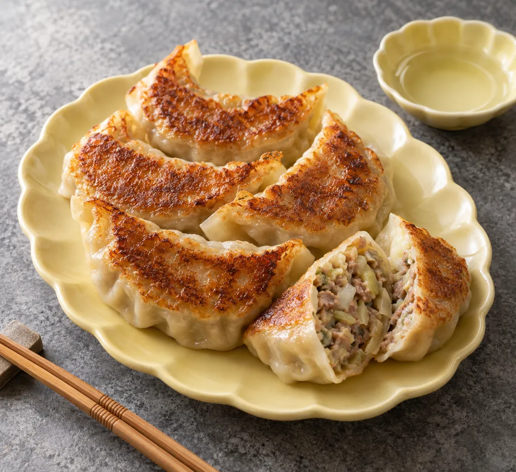 合いびき肉とキャベツの焼き餃子の完成イメージ