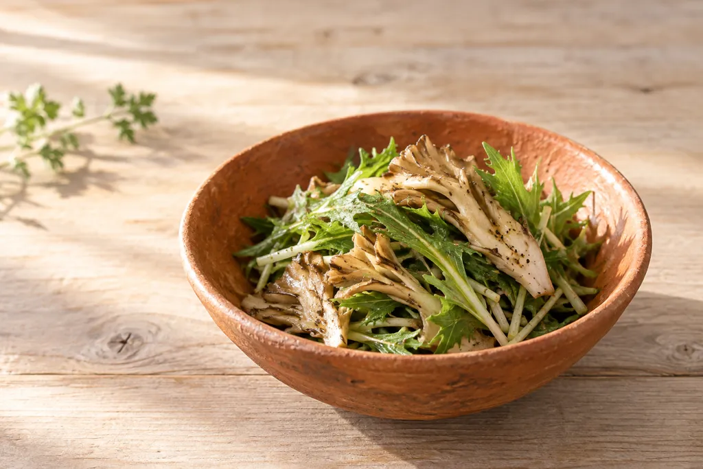 水菜とまいたけのレンジ温野菜サラダの完成イメージ