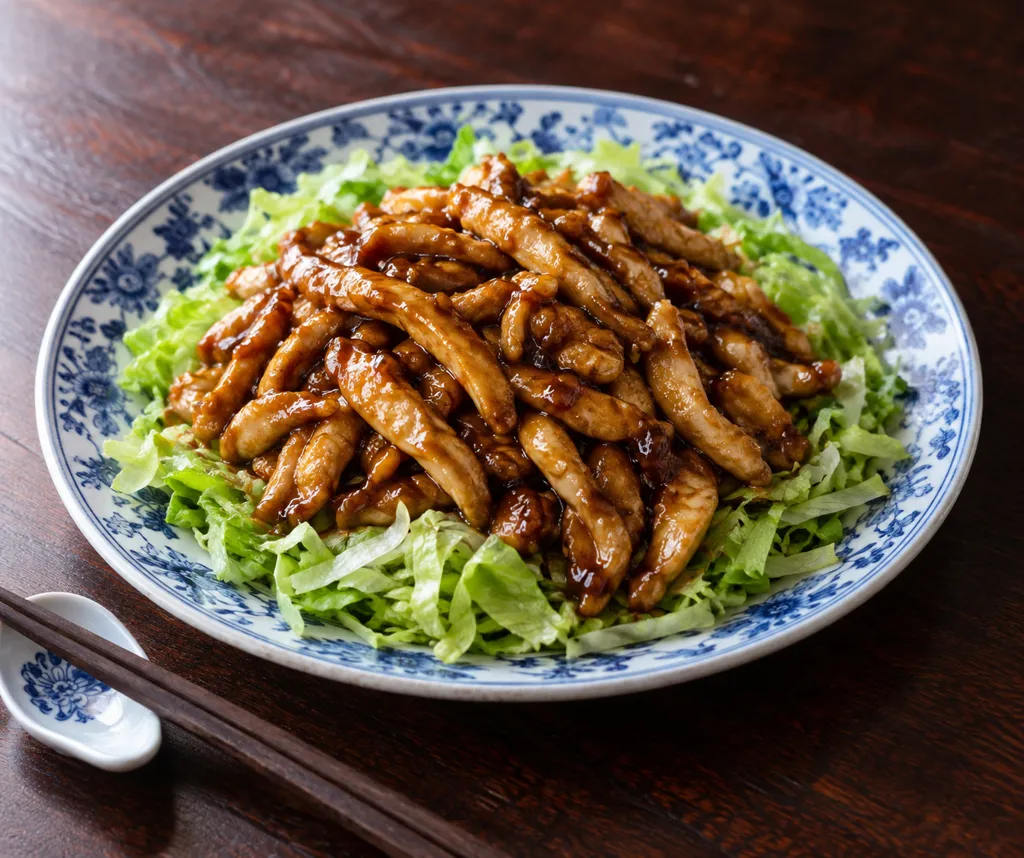 鶏むね肉とレタスの京醤肉絲風の完成イメージ