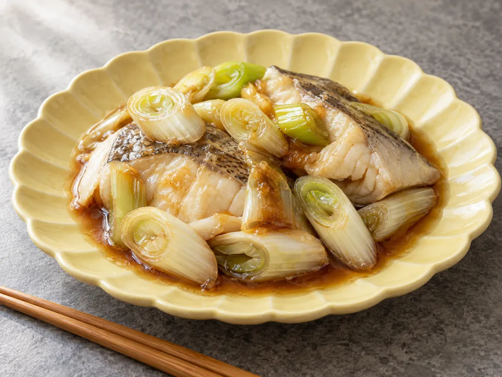 レンジかれいとねぎの中華蒸しの完成イメージ