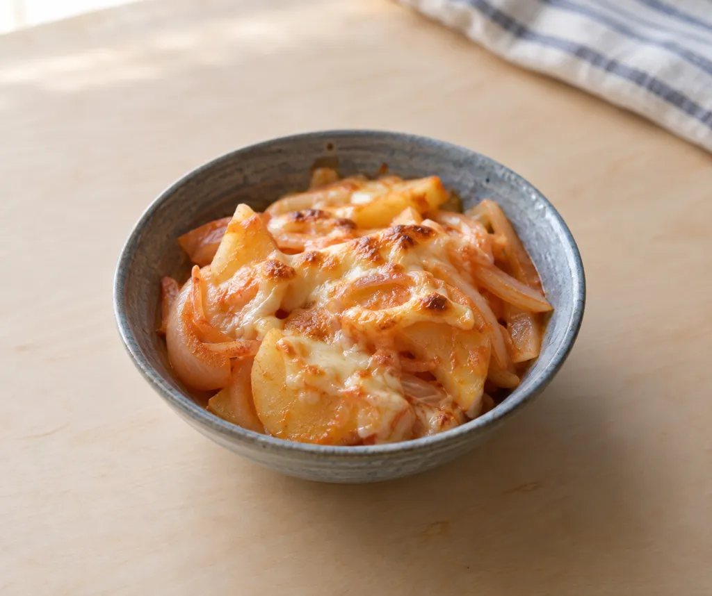 じゃがいもと玉ねぎのチーズ焼きの完成イメージ