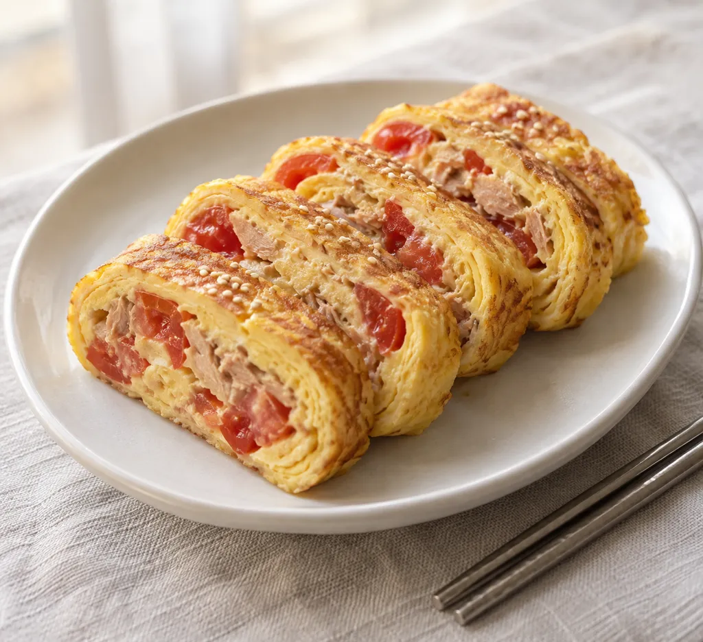 トマトとツナの韓国卵焼きの完成イメージ