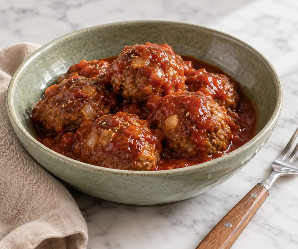 玉ねぎの牛肉だんごケチャップ味の完成イメージ