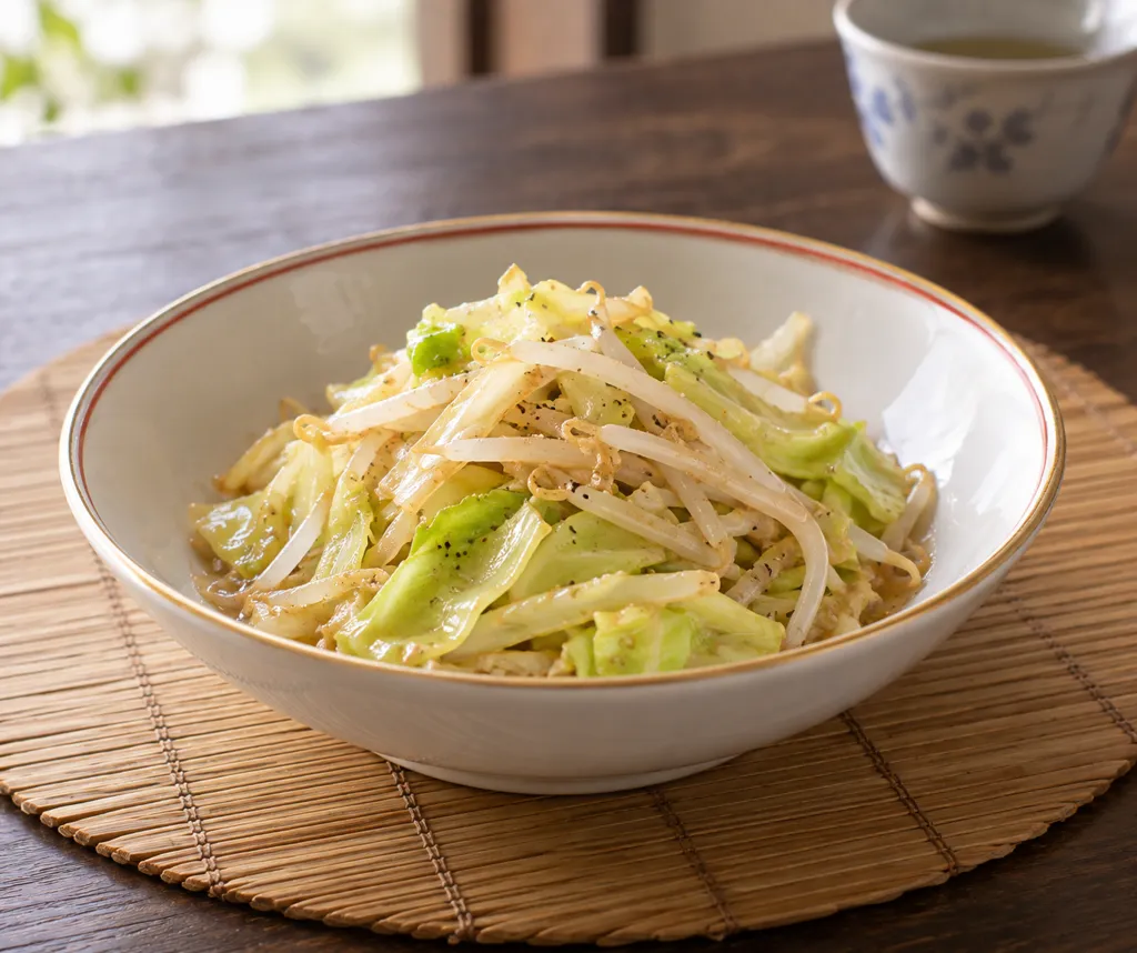 もやしとキャベツの中華ごま油和えの完成イメージ