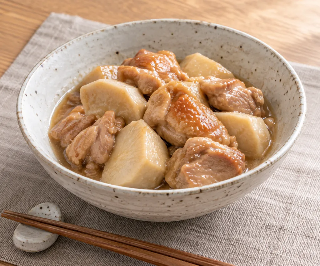 時短鶏もも肉と里芋の味噌煮の完成イメージ