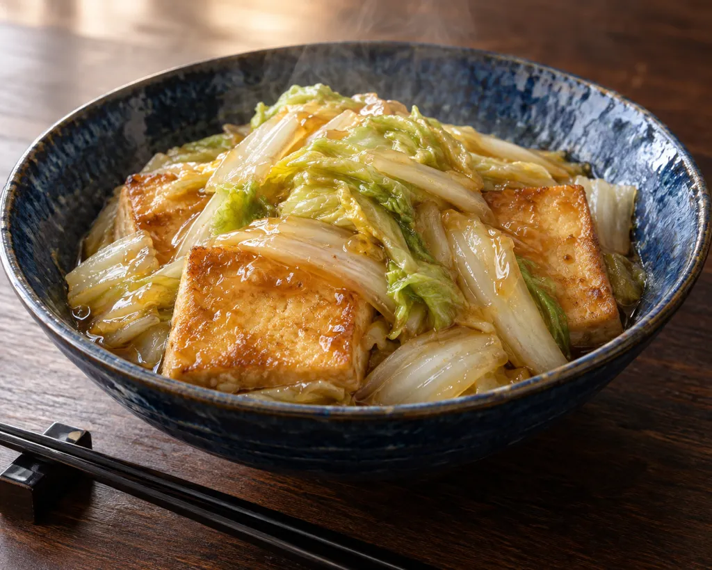 豆腐と白菜のしょうが醤油あんステーキの完成イメージ