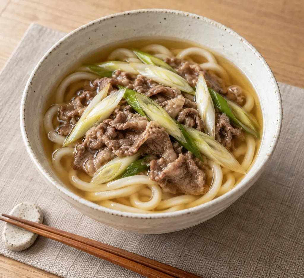 牛こま肉とねぎのしょうがかけうどんの完成イメージ