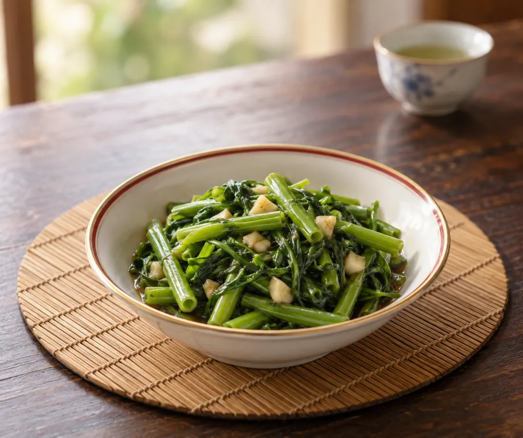 空心菜のにんにく塩炒めの完成イメージ