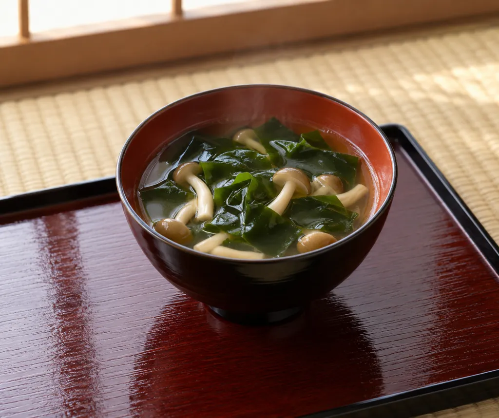 生わかめとしめじのしょうがスープの完成イメージ