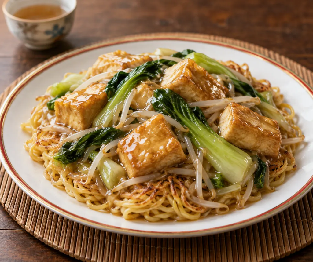 厚揚げとチンゲン菜の中華あんかけ麺の完成イメージ