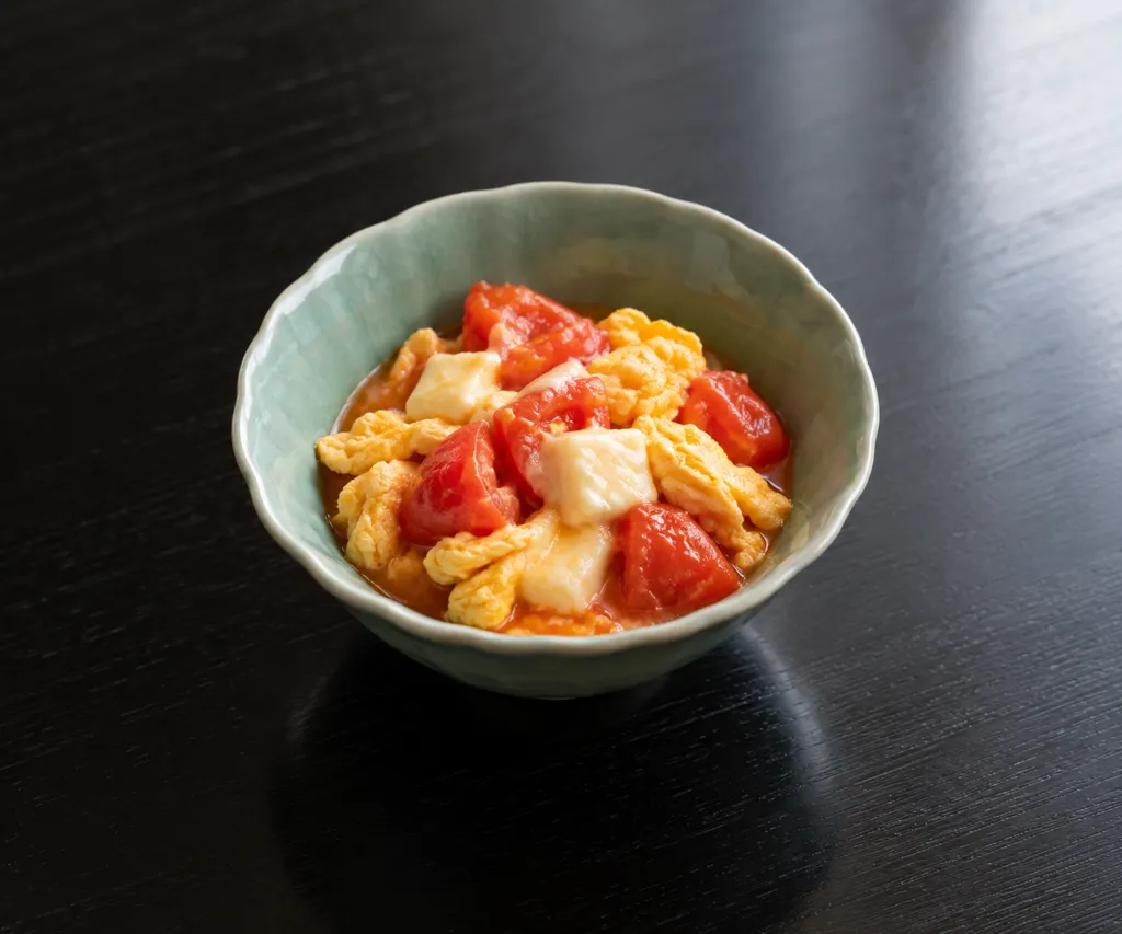 卵とトマトのチーズ炒めの完成イメージ