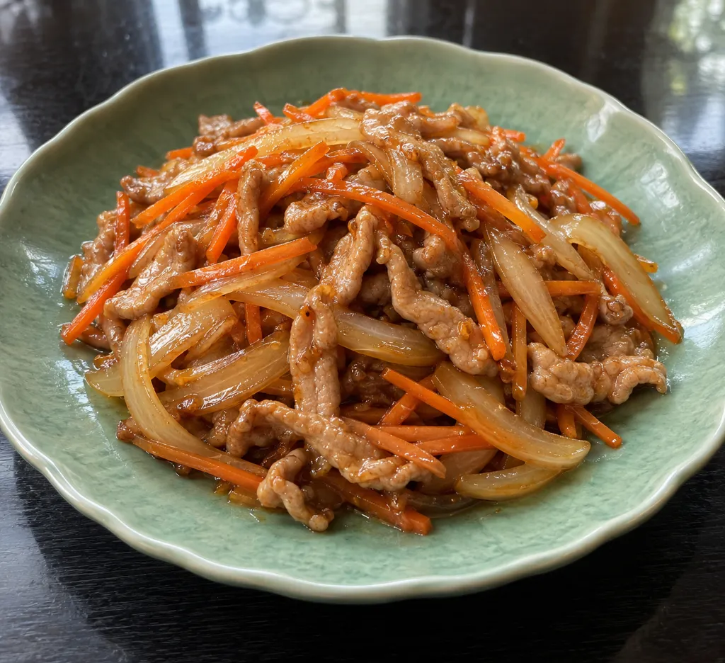 豚もも肉とにんじんの甘辛炒めの完成イメージ