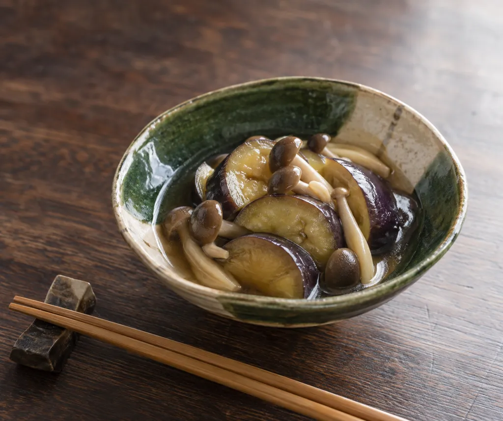 なすとしめじのレンジ煮びたしの完成イメージ