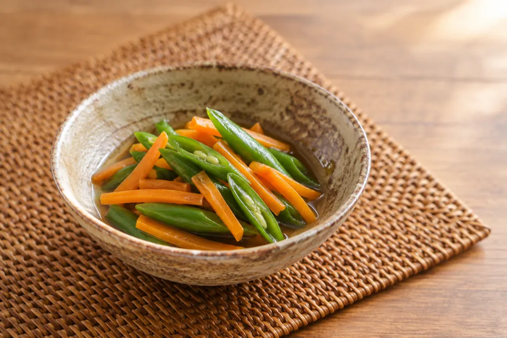 いんげんとにんじんのレンジ煮びたしの完成イメージ