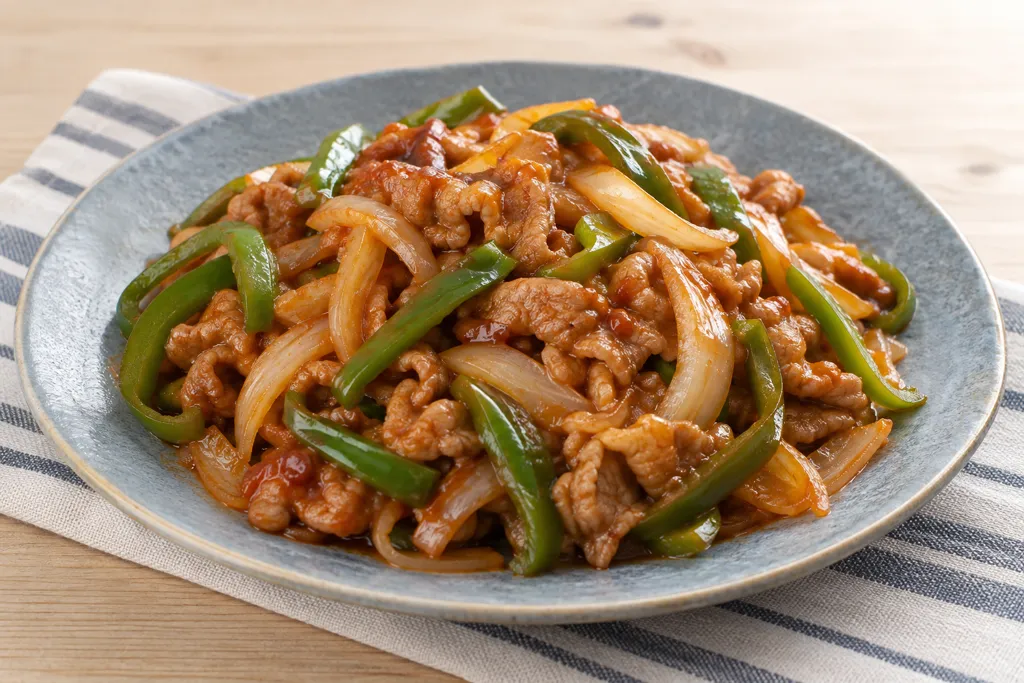 豚こま肉とピーマンのケチャップ炒めの完成イメージ
