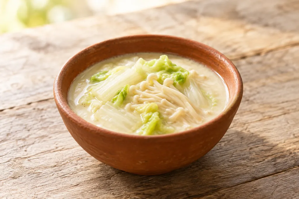 白菜とえのきのクリームスープの完成イメージ