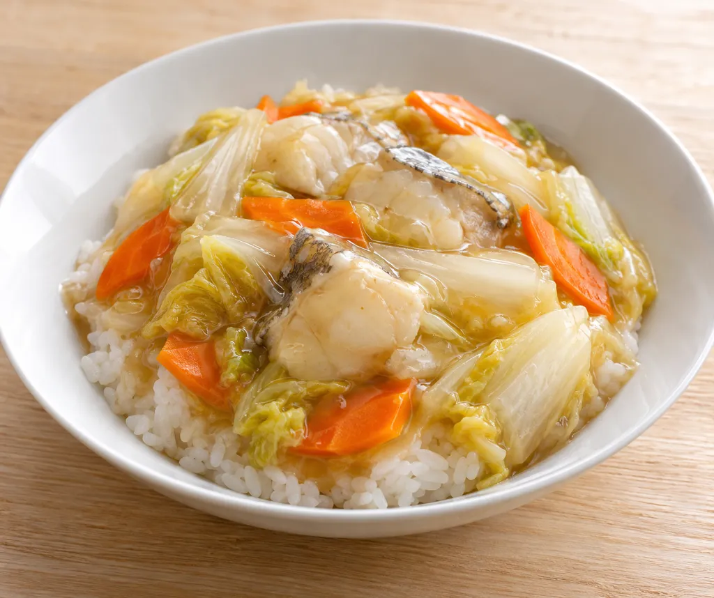 たらと白菜の中華丼の完成イメージ