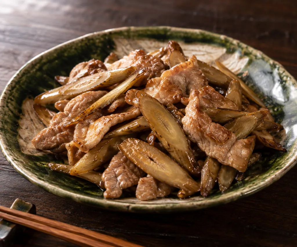 豚ロースとごぼうのさっぱり炒めの完成イメージ