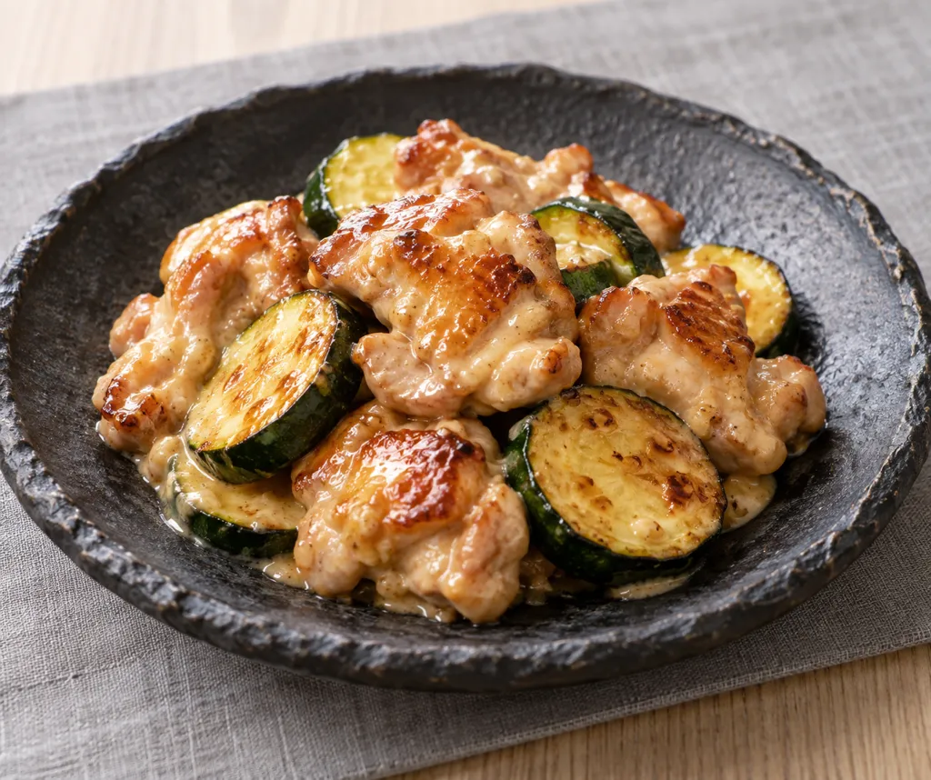 鶏もも肉とズッキーニのマヨ焼きの完成イメージ