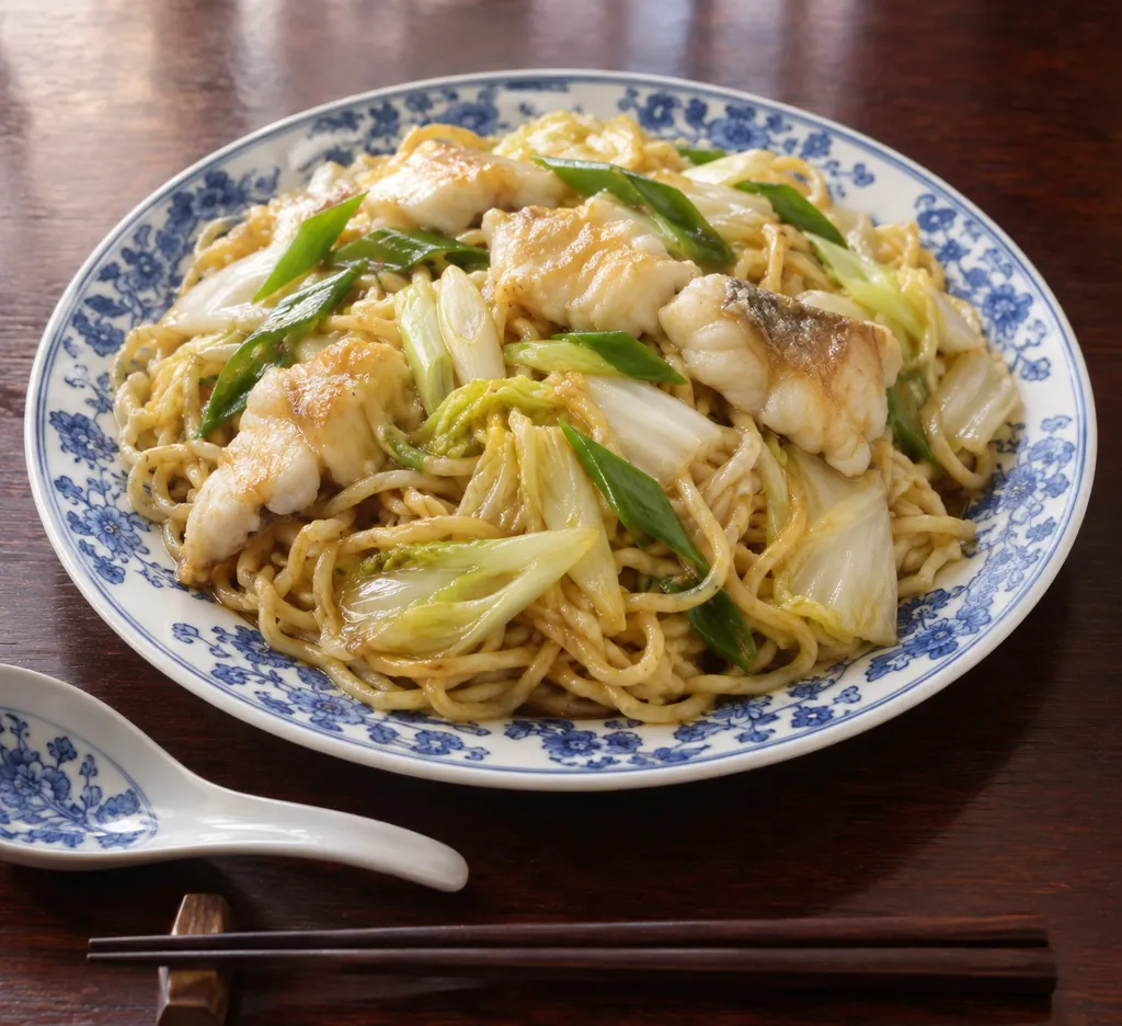 たらと白菜の中華焼き麺の完成イメージ