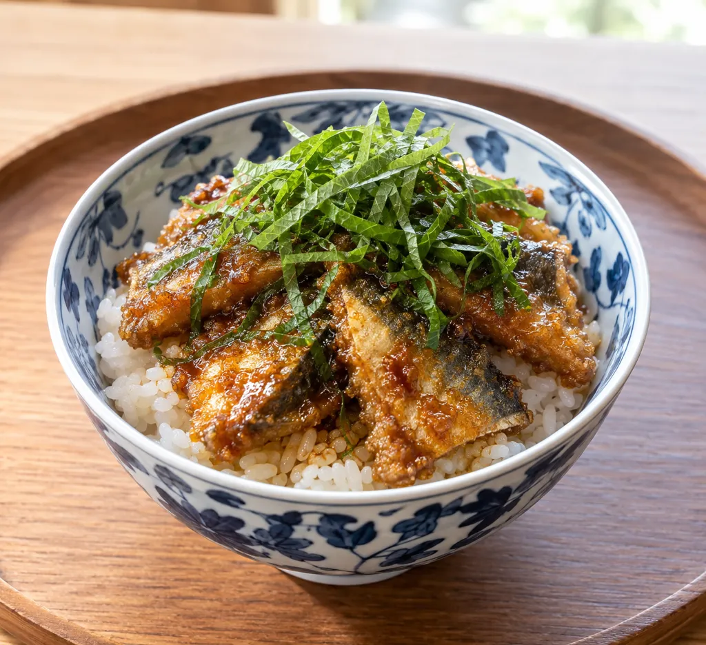 あじと大葉のから揚げ丼の完成イメージ