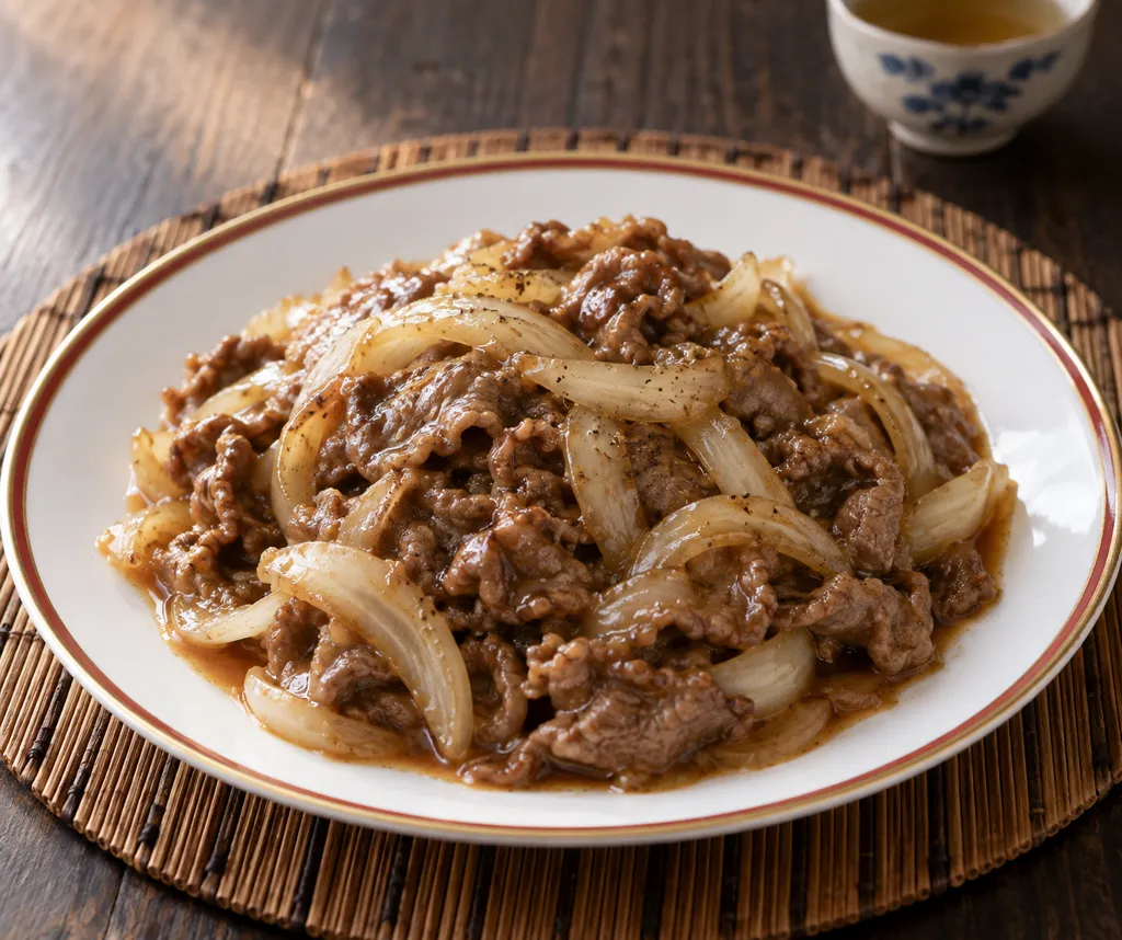 牛肉と玉ねぎのオイスター炒めの完成イメージ