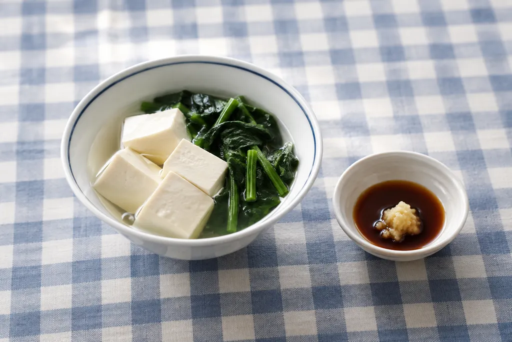 ほうれん草の湯豆腐の完成イメージ