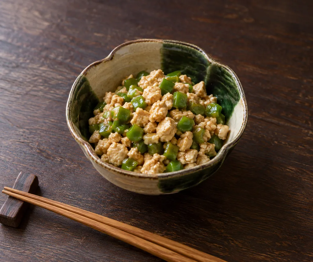 豆腐とピーマンの甘辛そぼろの完成イメージ