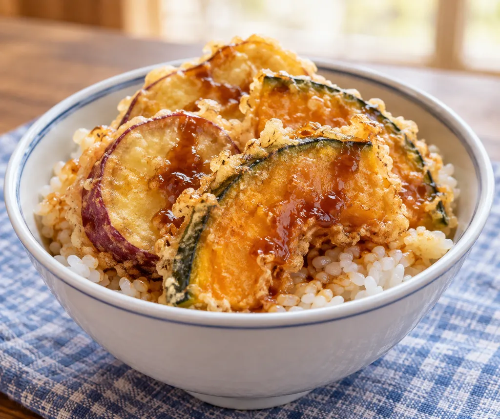 かぼちゃとさつまいもの天丼の完成イメージ