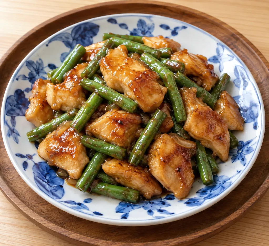 鶏むね肉といんげんの味噌南蛮の完成イメージ