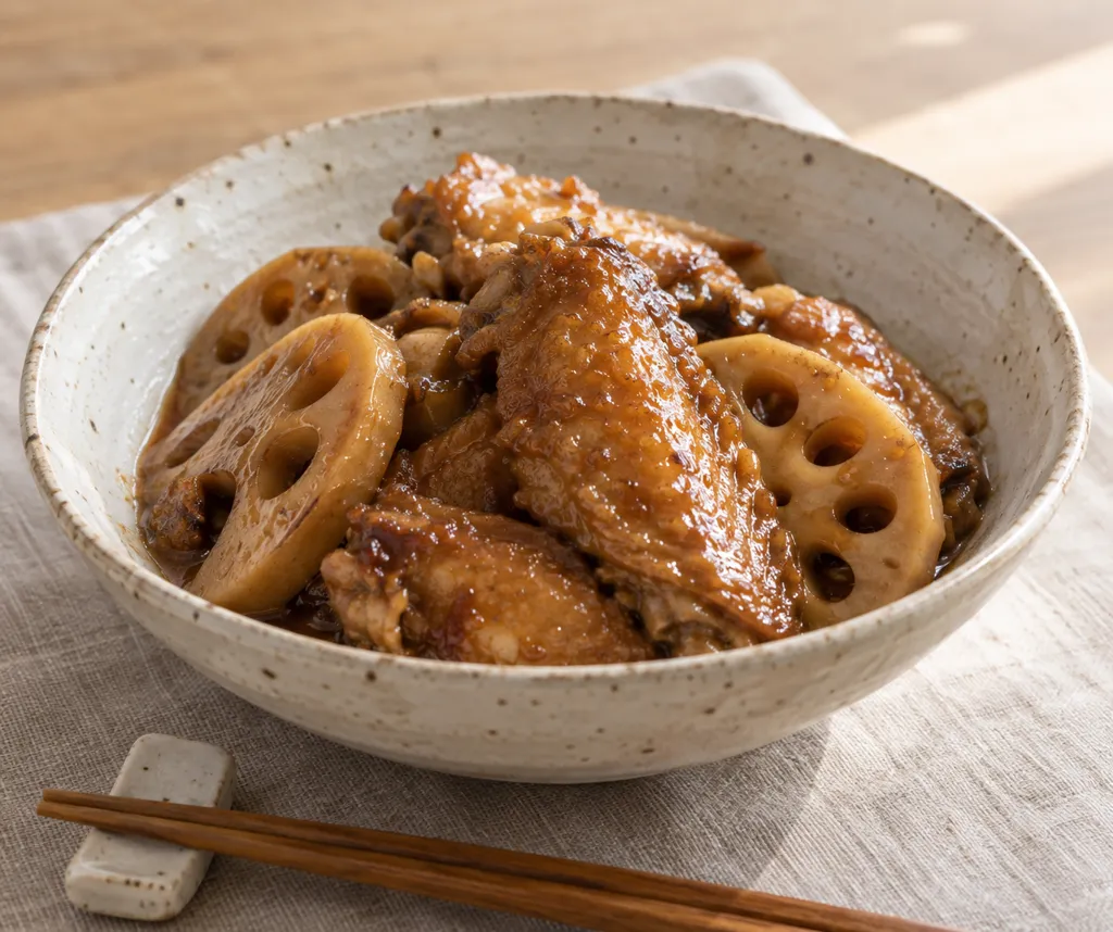 手羽先とれんこんの味噌煮込みの完成イメージ