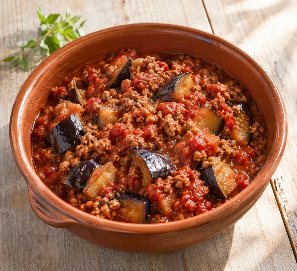 豚ひき肉となすのトマト煮の完成イメージ