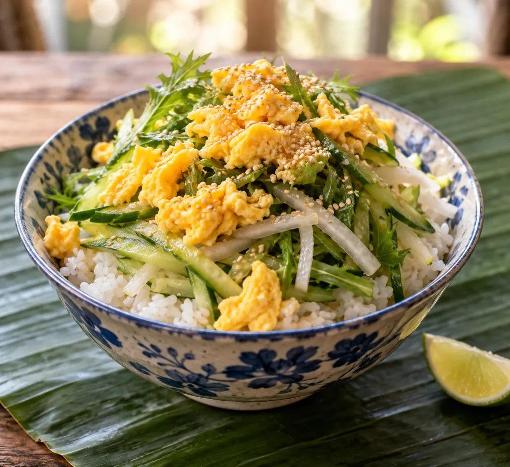 きゅうりと大根のナムル丼の完成イメージ