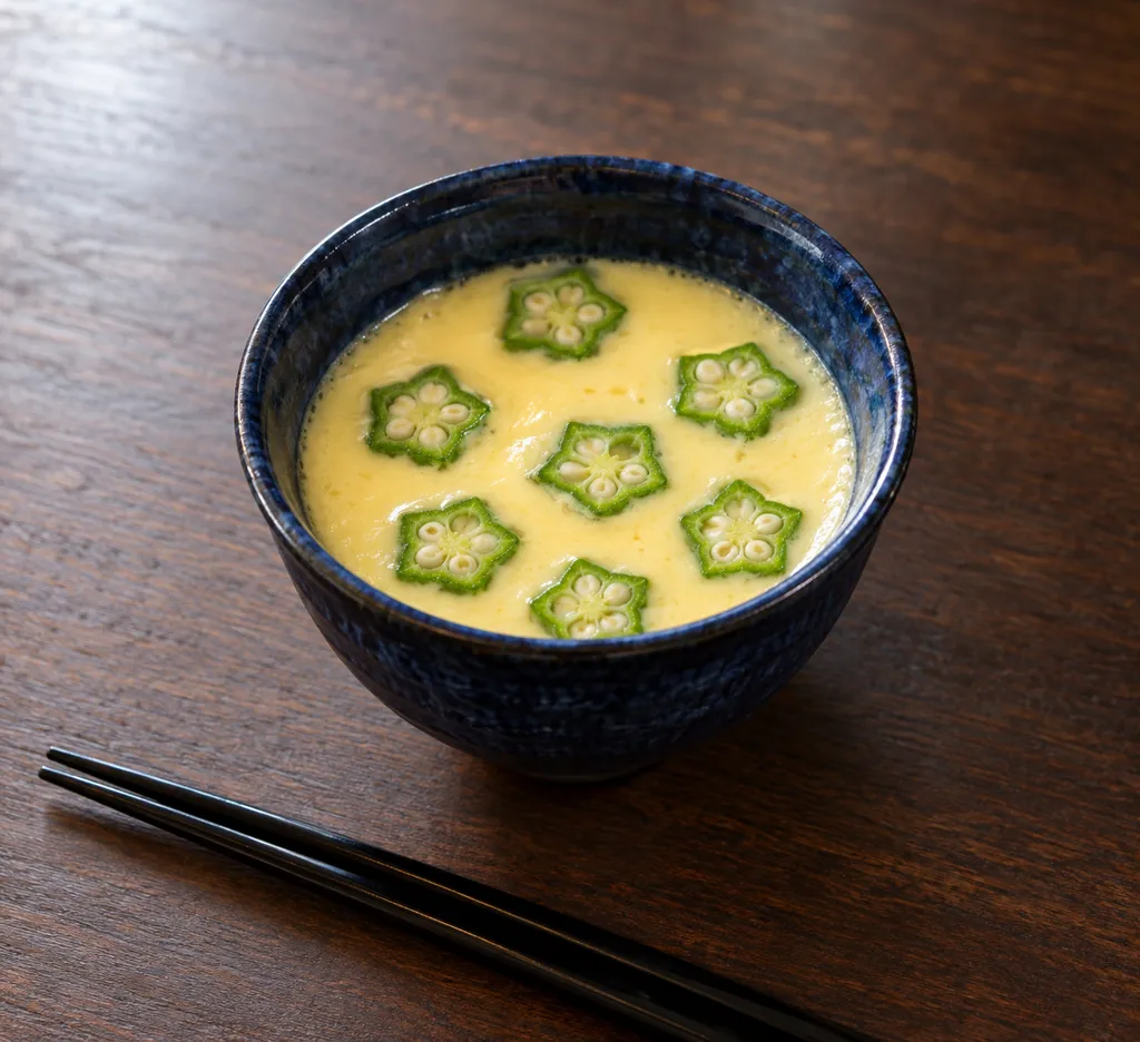 オクラの冷やし茶碗蒸しの完成イメージ