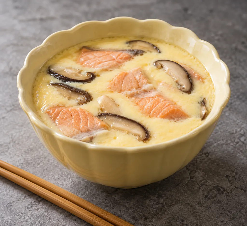 鮭としいたけの中華茶碗蒸しの完成イメージ