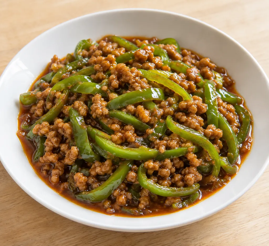豚ひき肉とピーマンの麻婆の完成イメージ