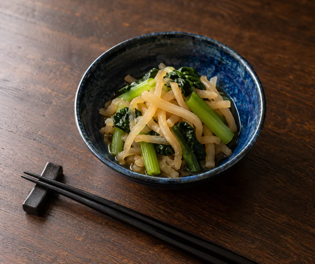切り干し大根と小松菜の煮物の完成イメージ