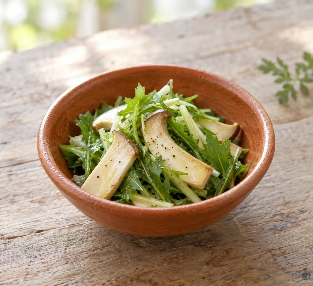 水菜とエリンギのレンジ温野菜サラダの完成イメージ