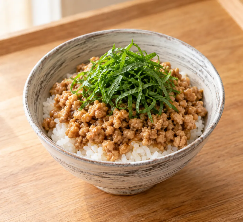 鶏肉と大葉のそぼろ丼の完成イメージ