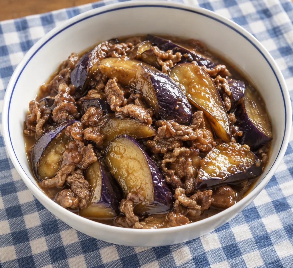 牛こま肉の麻婆なすの完成イメージ