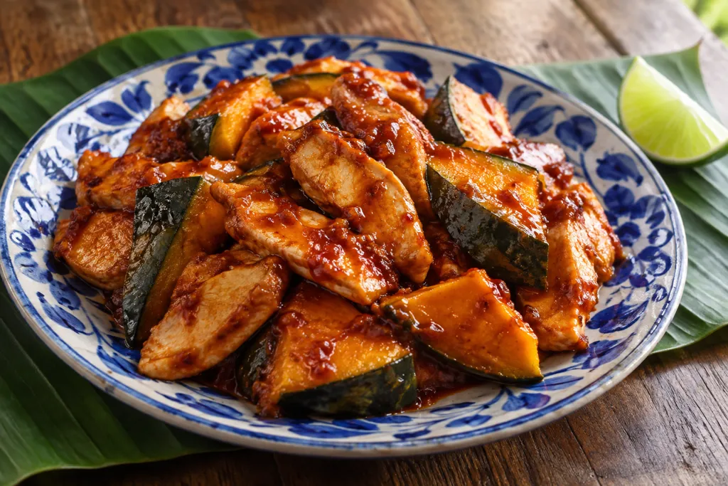 鶏むね肉とかぼちゃのヤンニョムチキンの完成イメージ