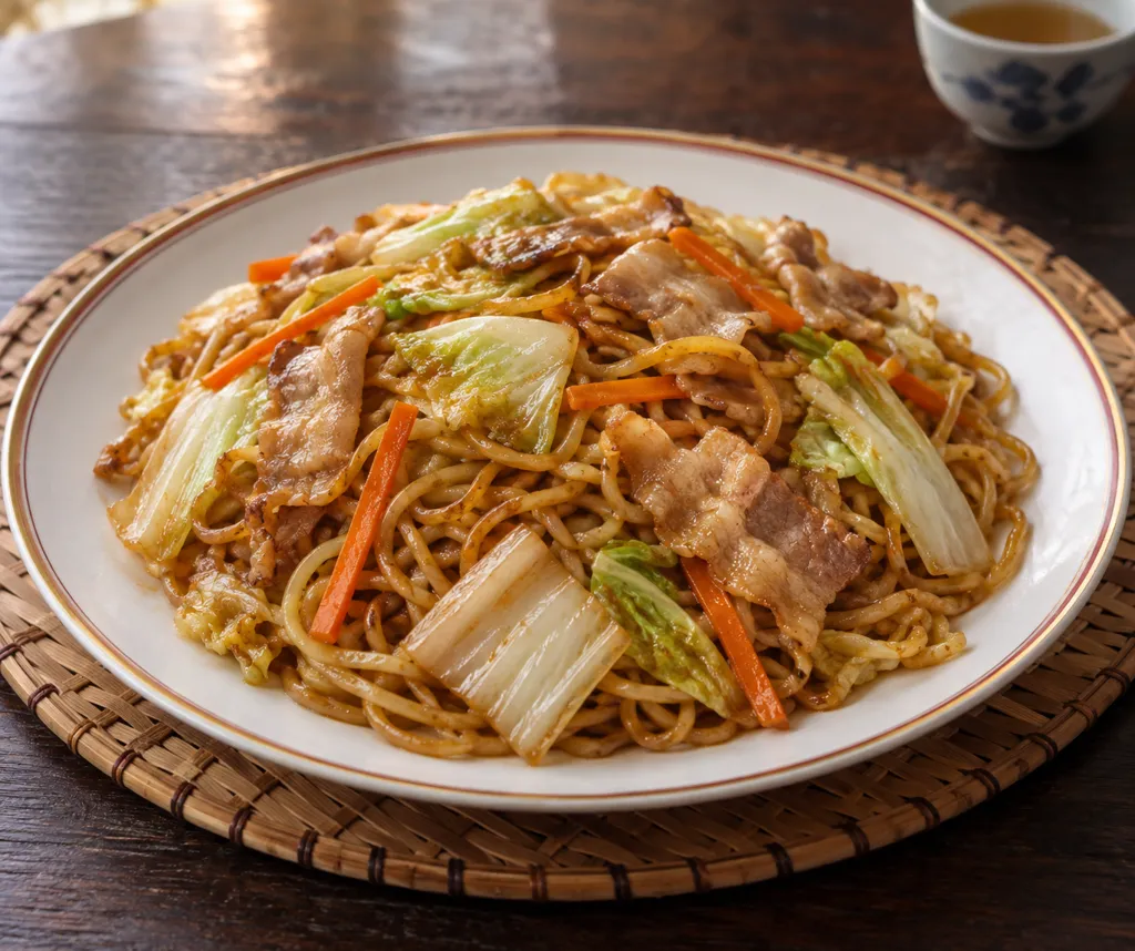 時短豚バラと白菜の中華焼きそばの完成イメージ