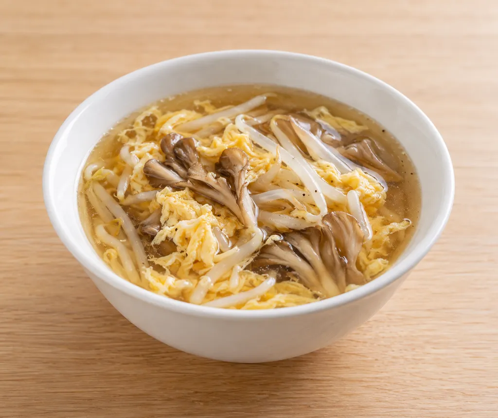 もやしとまいたけの卵入り中華汁の完成イメージ