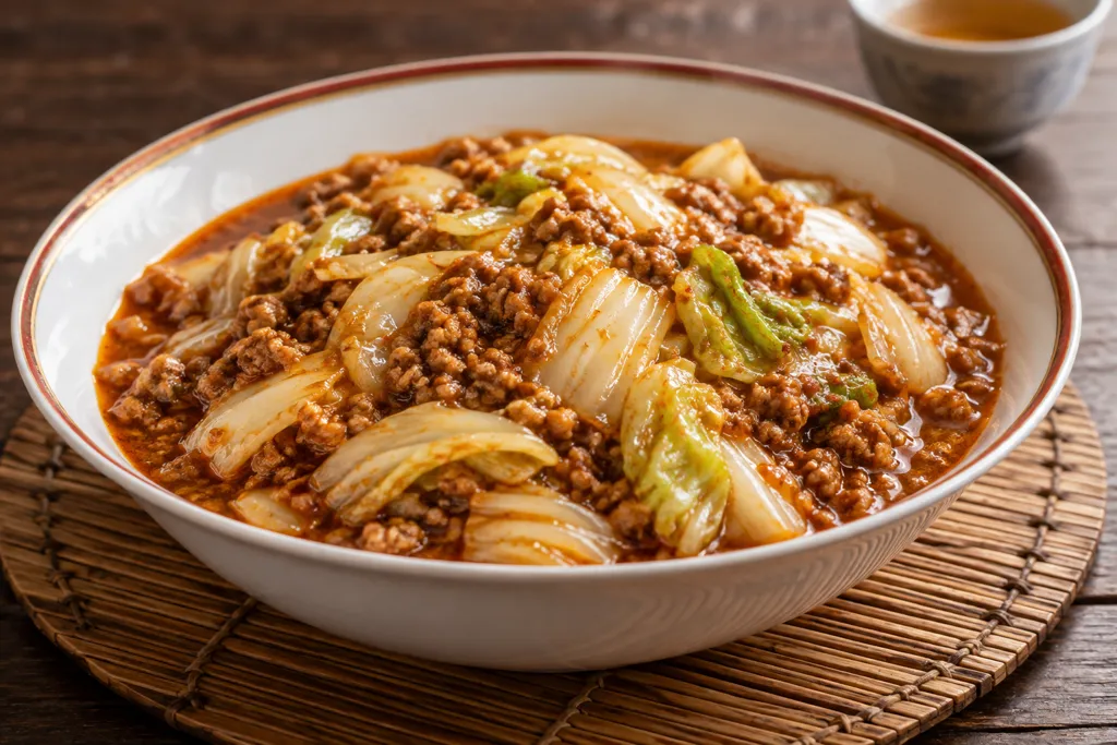 豚ひき肉と白菜の麻婆の完成イメージ
