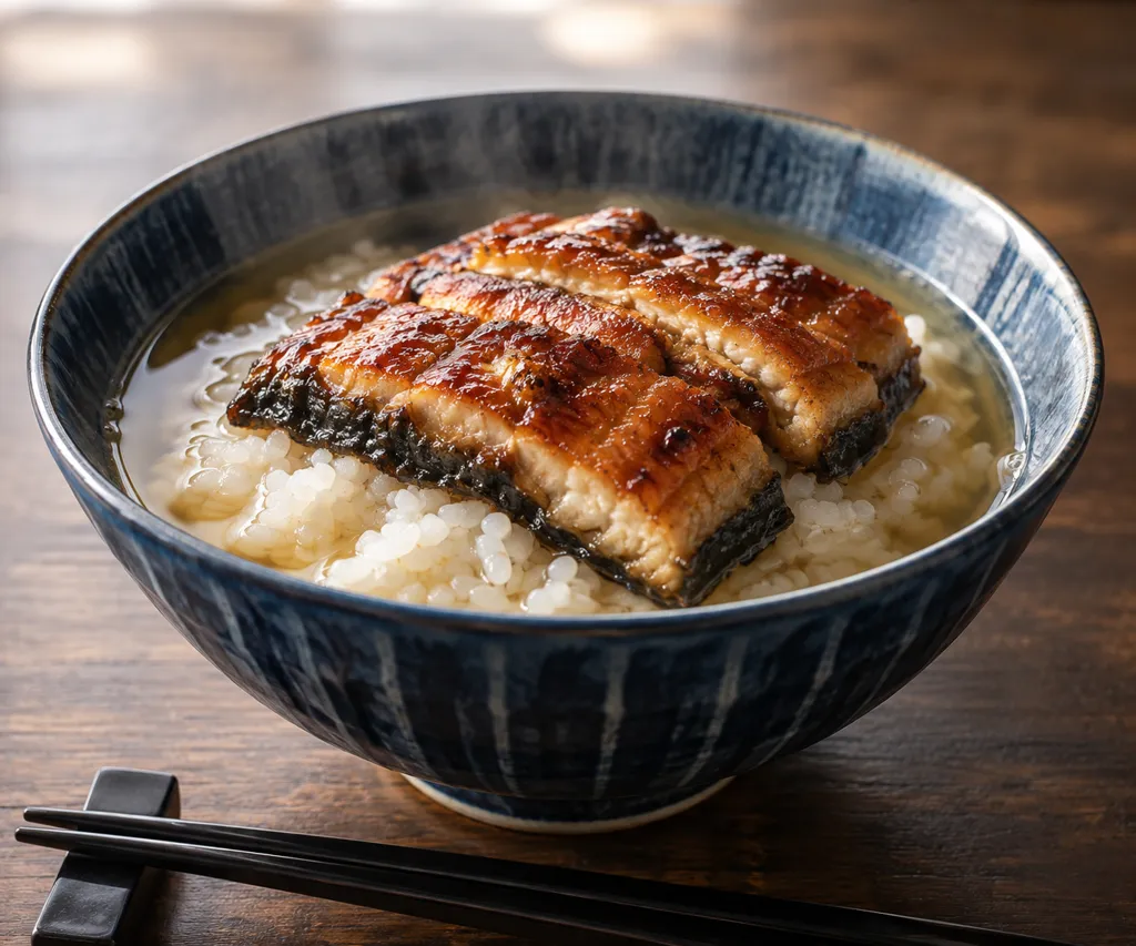 うなぎ白焼きのすっきりだし茶漬けの完成イメージ