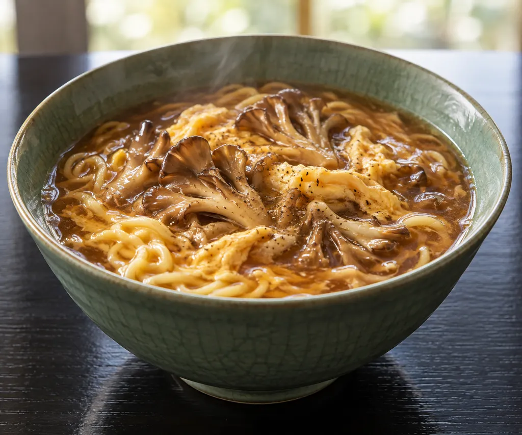 まいたけと卵の酸辣湯麺の完成イメージ