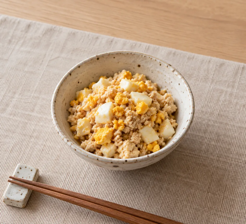 豆腐とゆで卵のしっとりそぼろの完成イメージ