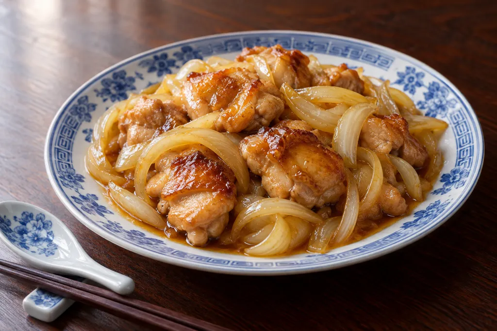 鶏もも肉と玉ねぎのレモン醤油炒めの完成イメージ