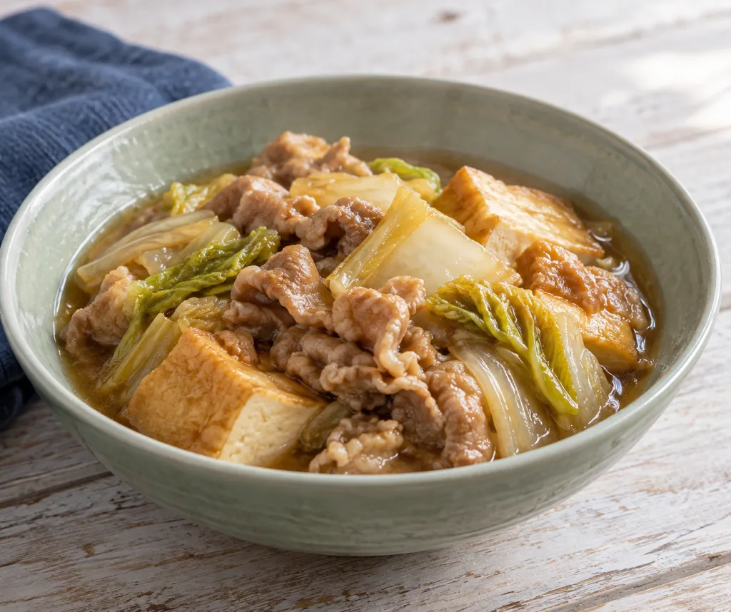 豚こま肉と厚揚げのすき煮の完成イメージ